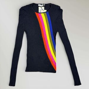 NWT Mary Katrantzou Rainbow Stripe Sweater Hydra Long Sleeve Pullover Size Lrg
